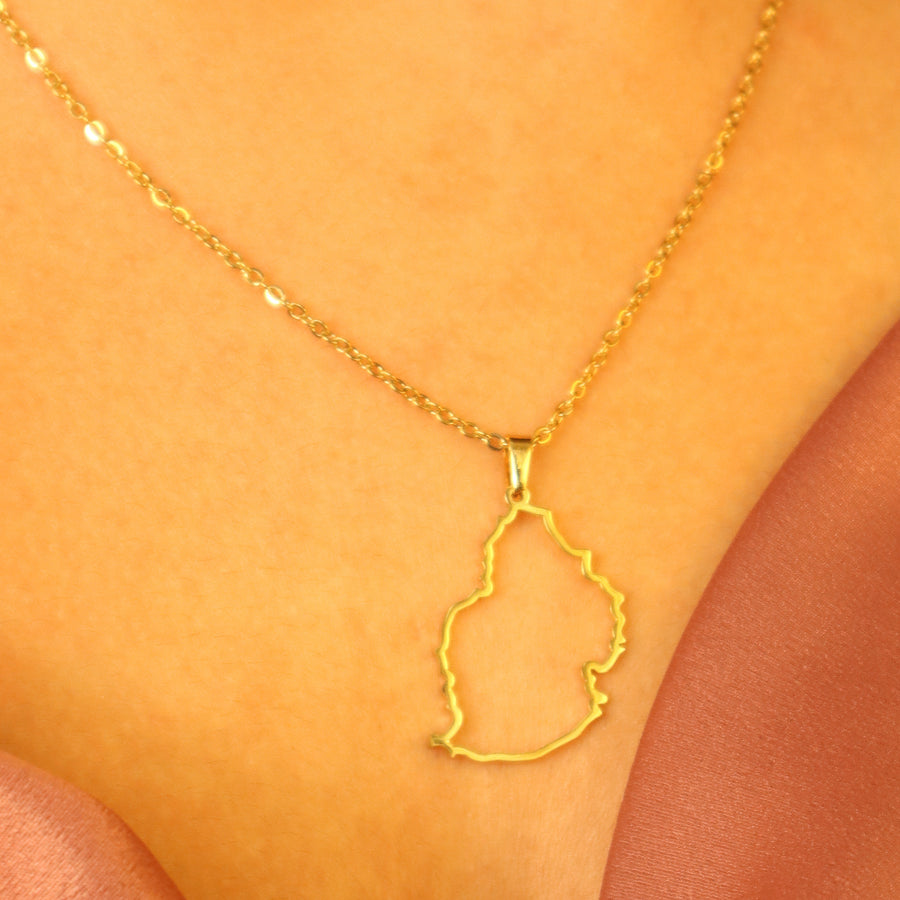 Mauritius Outline 18ct gold plated on stainless steel Necklace