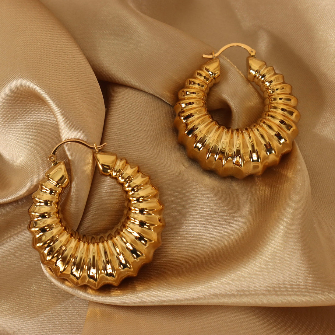 Rachel 18ct gold plated on copper Hoop Earrings