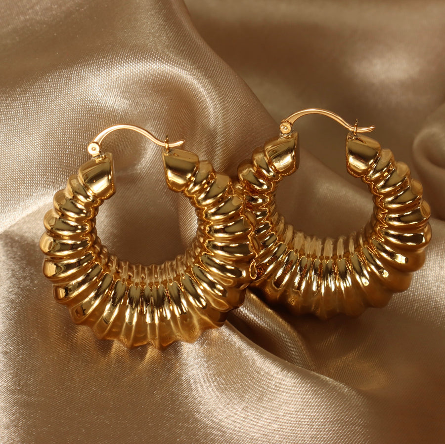 Rachel 18ct gold plated on copper Hoop Earrings