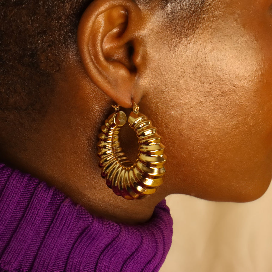 Rachel 18ct gold plated on copper Hoop Earrings