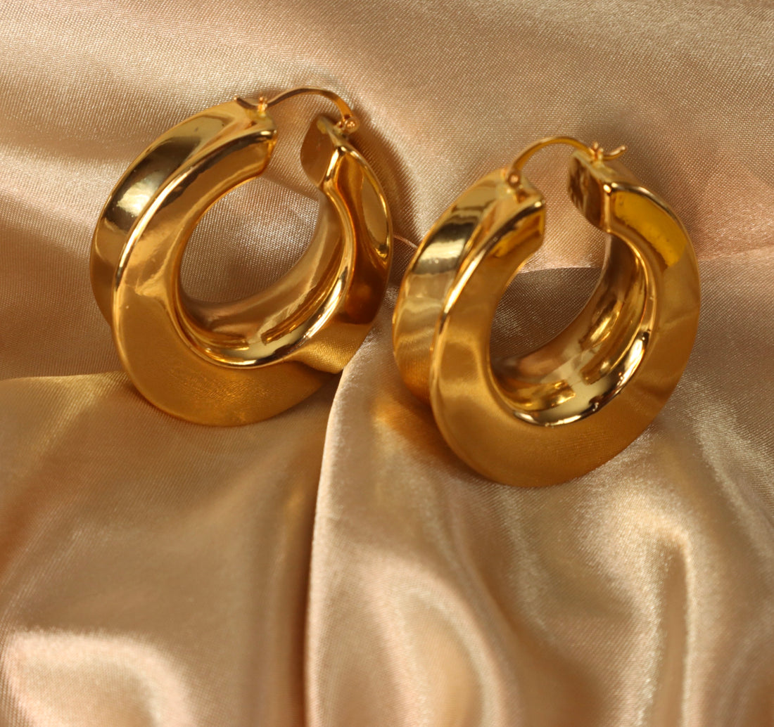 Tyra 18ct gold plated on copper Hoop Earrings